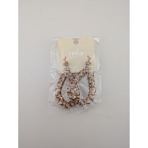 Mia Collection Hoop‎ Earrings Rose Gold Tone Crystal Embellished Fashion Jewelry